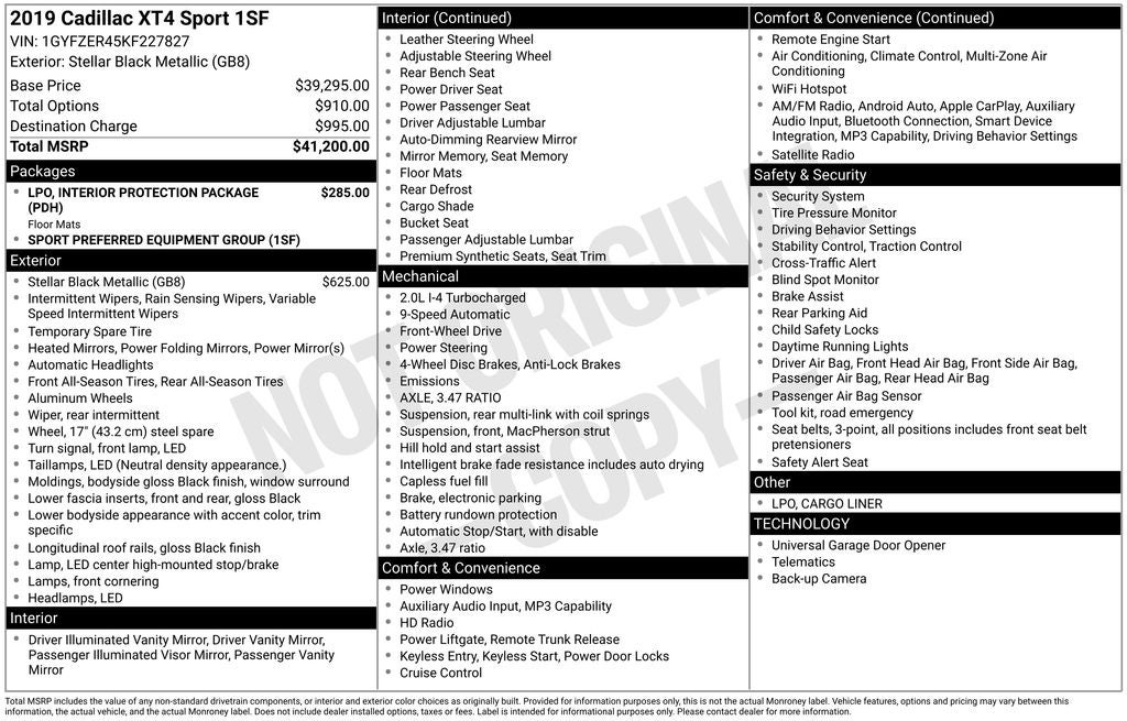 2019 Cadillac XT4 Sport