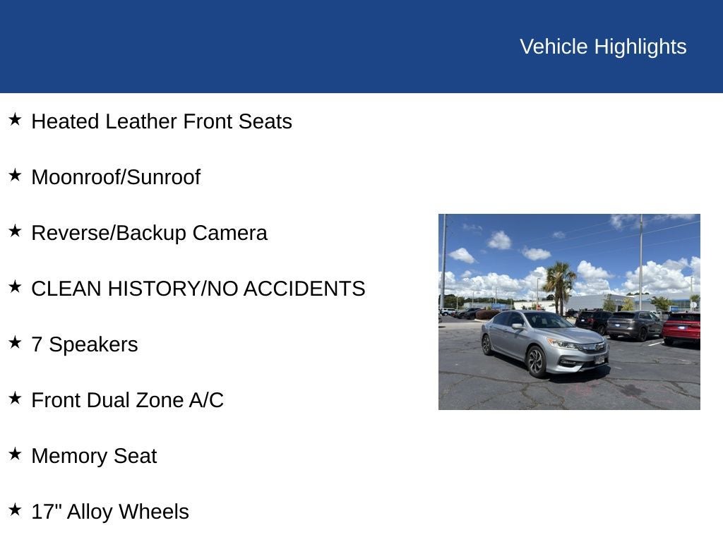 2016 Honda Accord EX-L w/Navigation and Honda Sensing