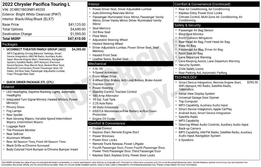 2022 Chrysler Pacifica Touring L