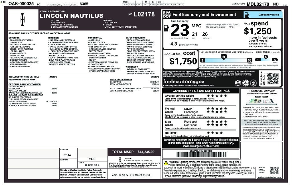 2021 Lincoln Nautilus Standard
