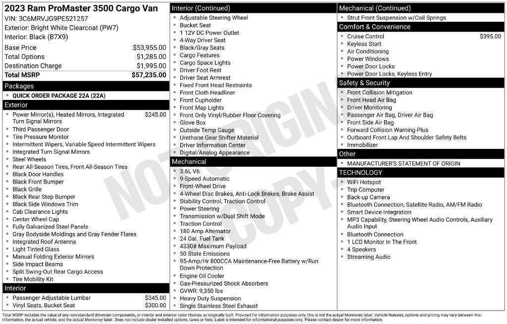 2023 RAM ProMaster 3500 High Roof