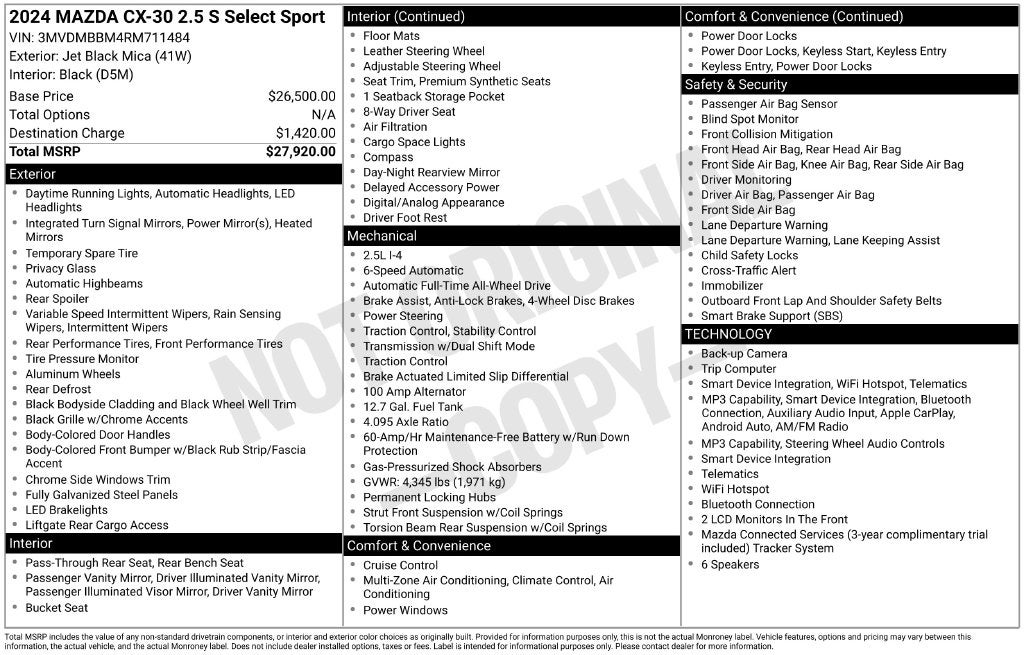 2024 Mazda Mazda CX-30 2.5 S Select Sport