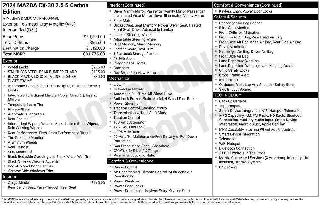 2024 Mazda Mazda CX-30 2.5 S Carbon Edition