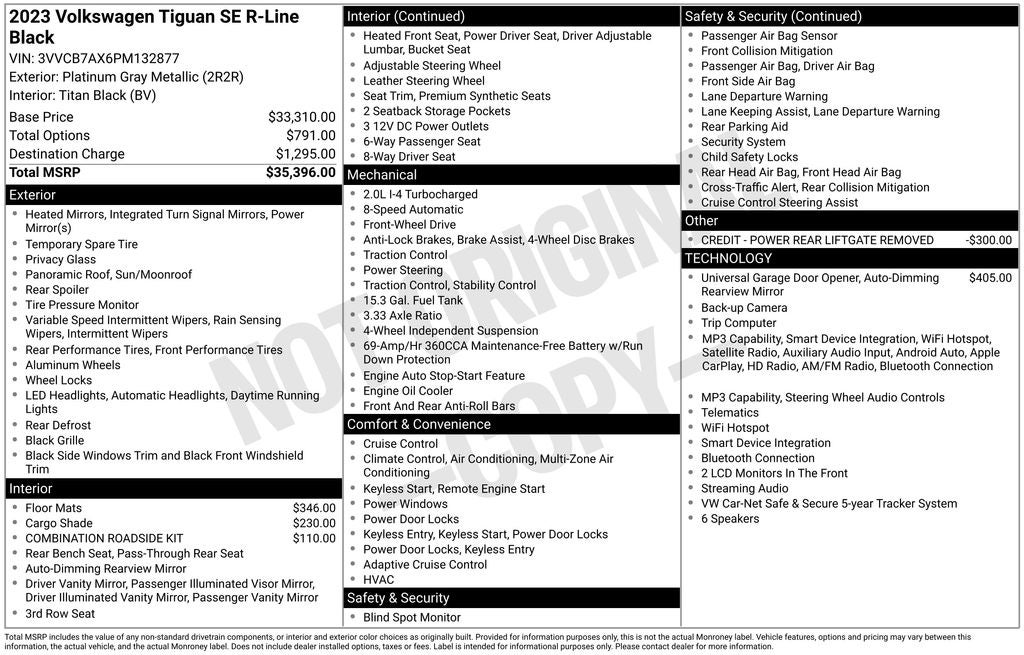 2023 Volkswagen Tiguan 2.0T SE R-Line Black
