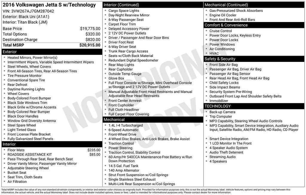 2016 Volkswagen Jetta 1.4T S
