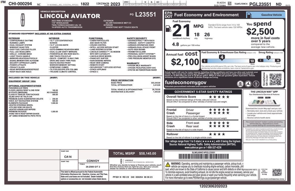 2023 Lincoln Aviator Standard