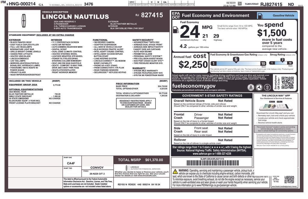 2024 Lincoln Nautilus Reserve