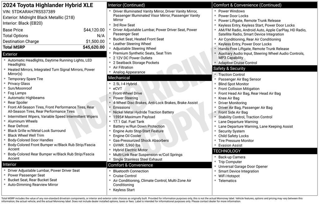 2024 Toyota Highlander Hybrid XLE