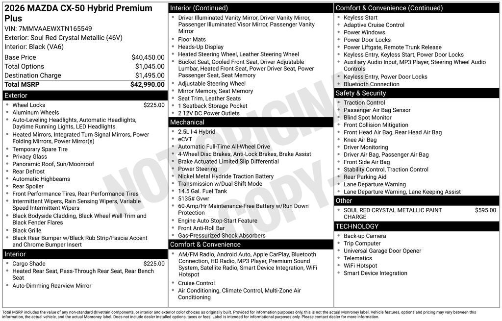 2026 Mazda Mazda CX-50 Hybrid Premium Plus
