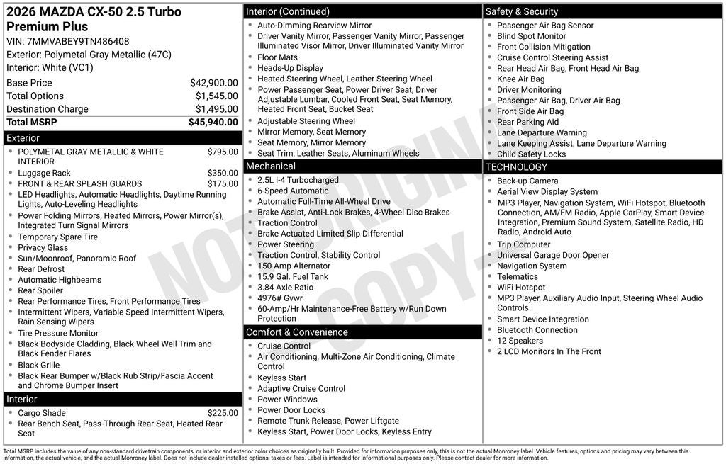 2026 Mazda Mazda CX-50 2.5 Turbo Premium Plus