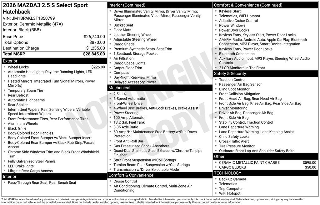 2026 Mazda Mazda3 2.5 S Select Sport