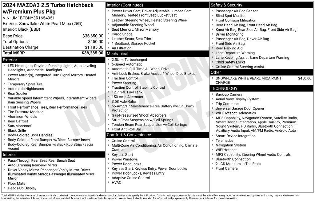 2024 Mazda Mazda3 2.5 Turbo Premium Plus Package