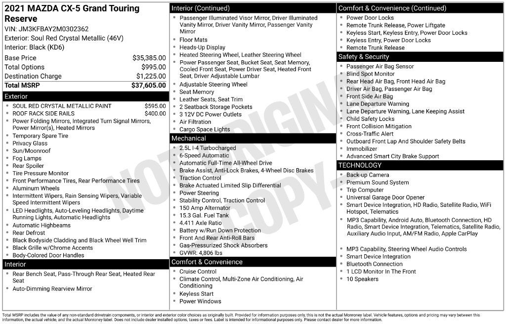 2021 Mazda Mazda CX-5 Grand Touring Reserve