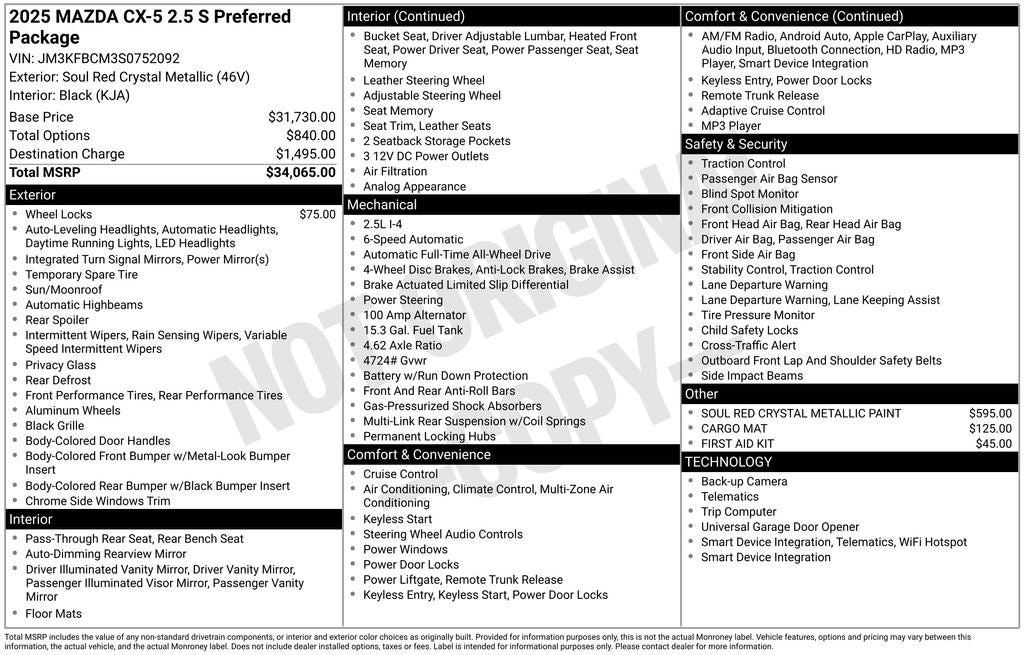 2025 Mazda Mazda CX-5 2.5 S Preferred Package