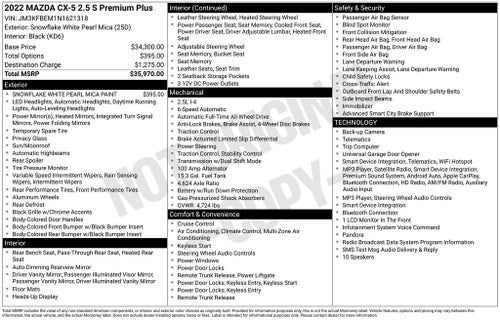 2022 Mazda Mazda CX-5 2.5 S Premium Plus Package