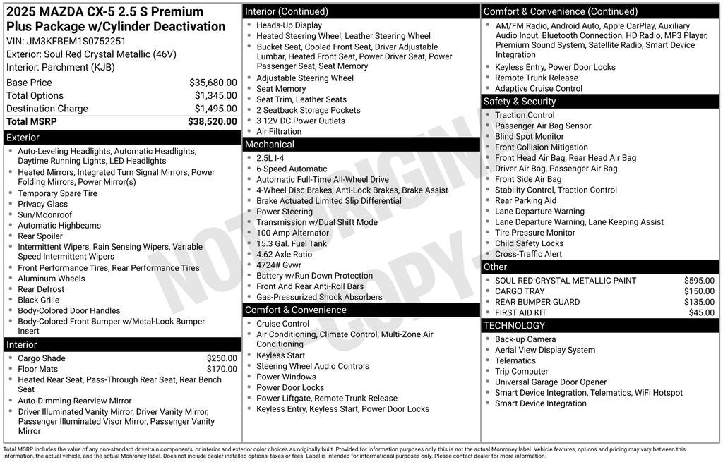2025 Mazda Mazda CX-5 2.5 S Premium Plus Package