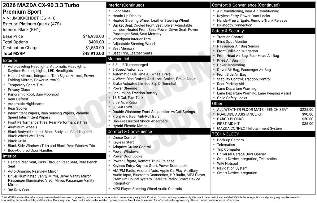 2026 Mazda Mazda CX-90 3.3 Turbo Premium