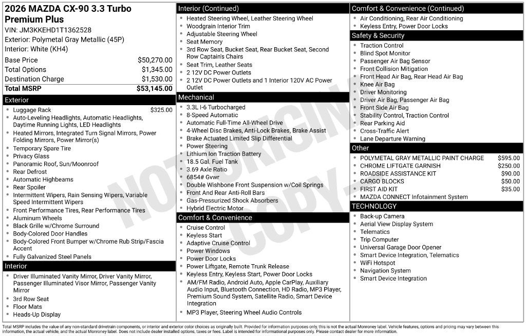 2026 Mazda Mazda CX-90 3.3 Turbo Premium Plus