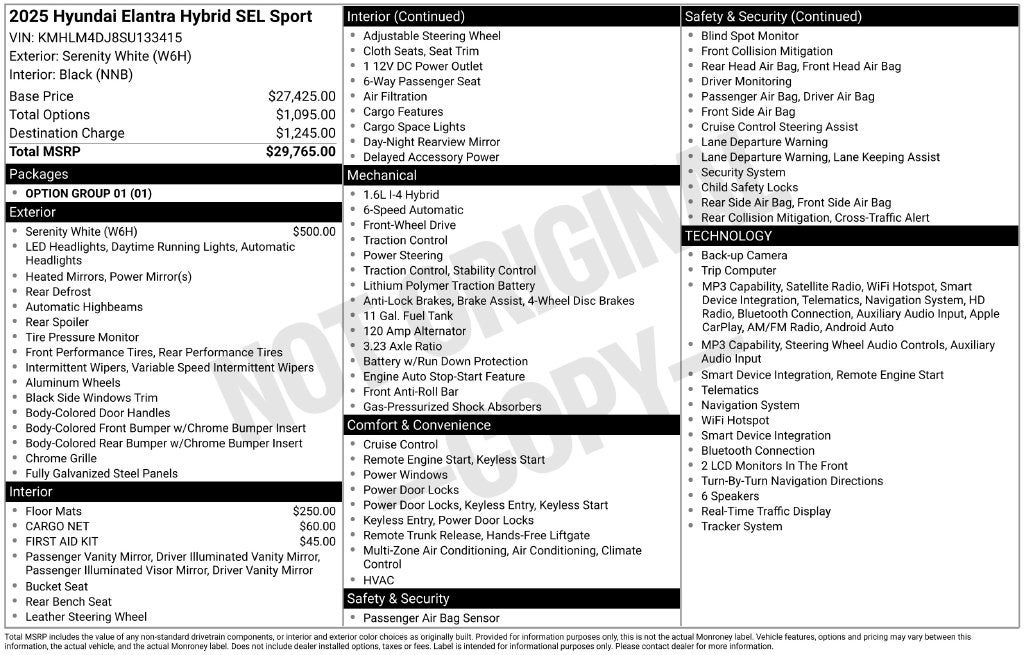 2025 Hyundai Elantra Hybrid SEL Sport