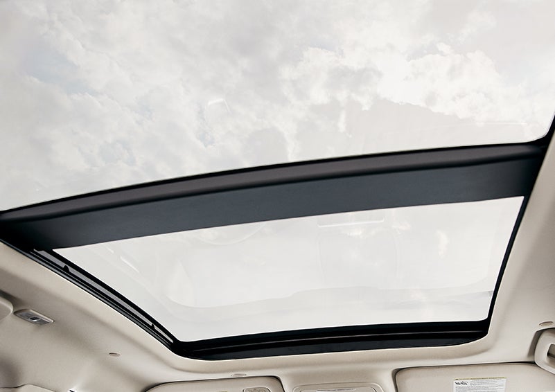 The available panoramic Vista Roof® is shown from inside a 2023 Lincoln Corsair® SUV. | J.C. Lewis Lincoln in Savannah GA