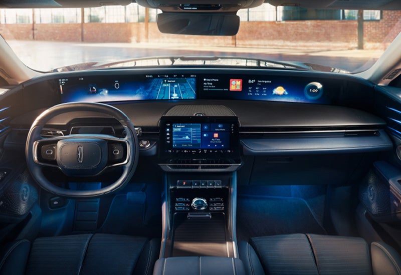A large panoramic display is shown on the dashboard of a 2024 Lincoln Nautilus® SUV | J.C. Lewis Lincoln in Savannah GA