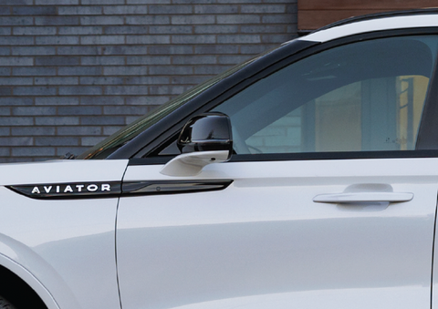 The driver’s door of a white 2025 Lincoln Aviator® SUV is showcased. | J.C. Lewis Lincoln in Savannah GA