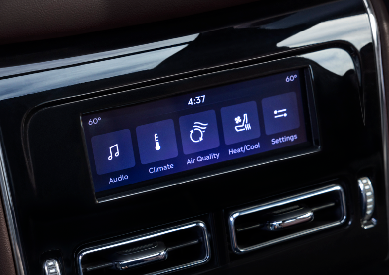 Driver controls like music, temperature, air quality, settings, and heat/cool seats are shown. | J.C. Lewis Lincoln in Savannah GA